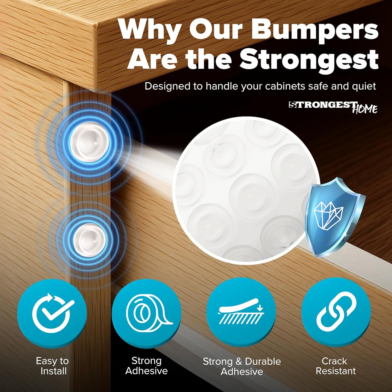 Cabinet Door Bumpers – 200 Pack Clear Rubber Bumpers Self-Adhesive for Cabinets, Drawers & Furniture – Soft Cabinet Stoppers for Quiet Close & Surface Protection – 0.5" X 0.2"